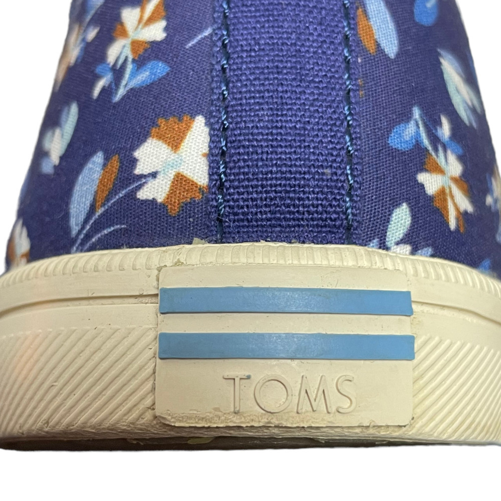 TOMS Deep Cobalt Floral Camarillo Hi-Top Sneaker Women’s Size 8.5 - Picture 10 of 11